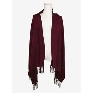 Burgundy 100% Lambswool Italian Lama Laine Scarf Fringe